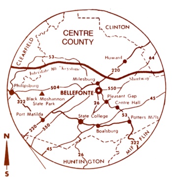 Centre County, PA, centered on Bellefonte