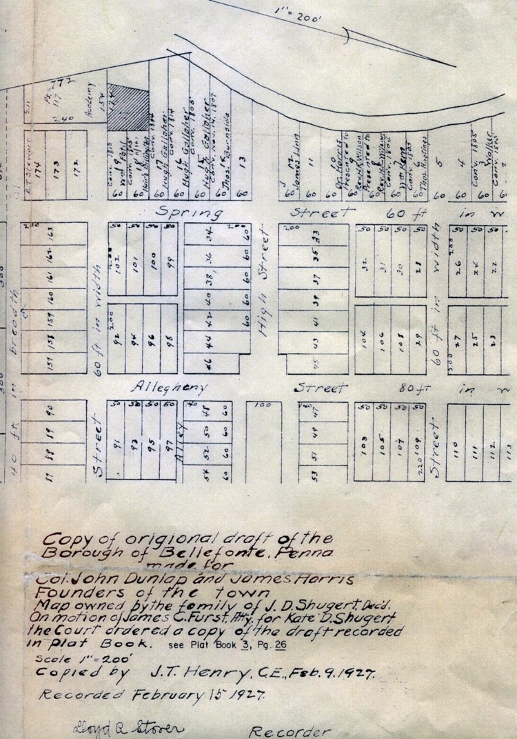 Original Map of Bellefonte, Pennsylvania